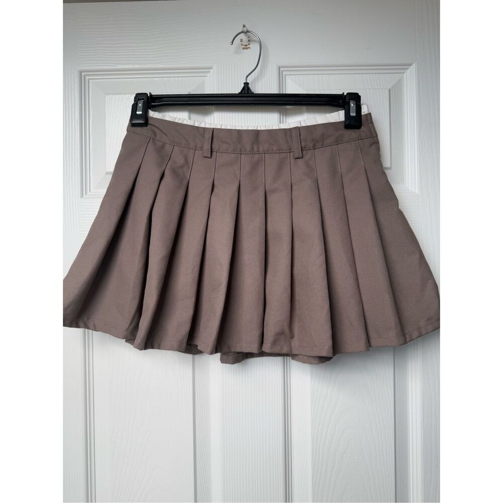 Harper & Ivy Mini Skirt Medium Women's Brown White Preppy Academia